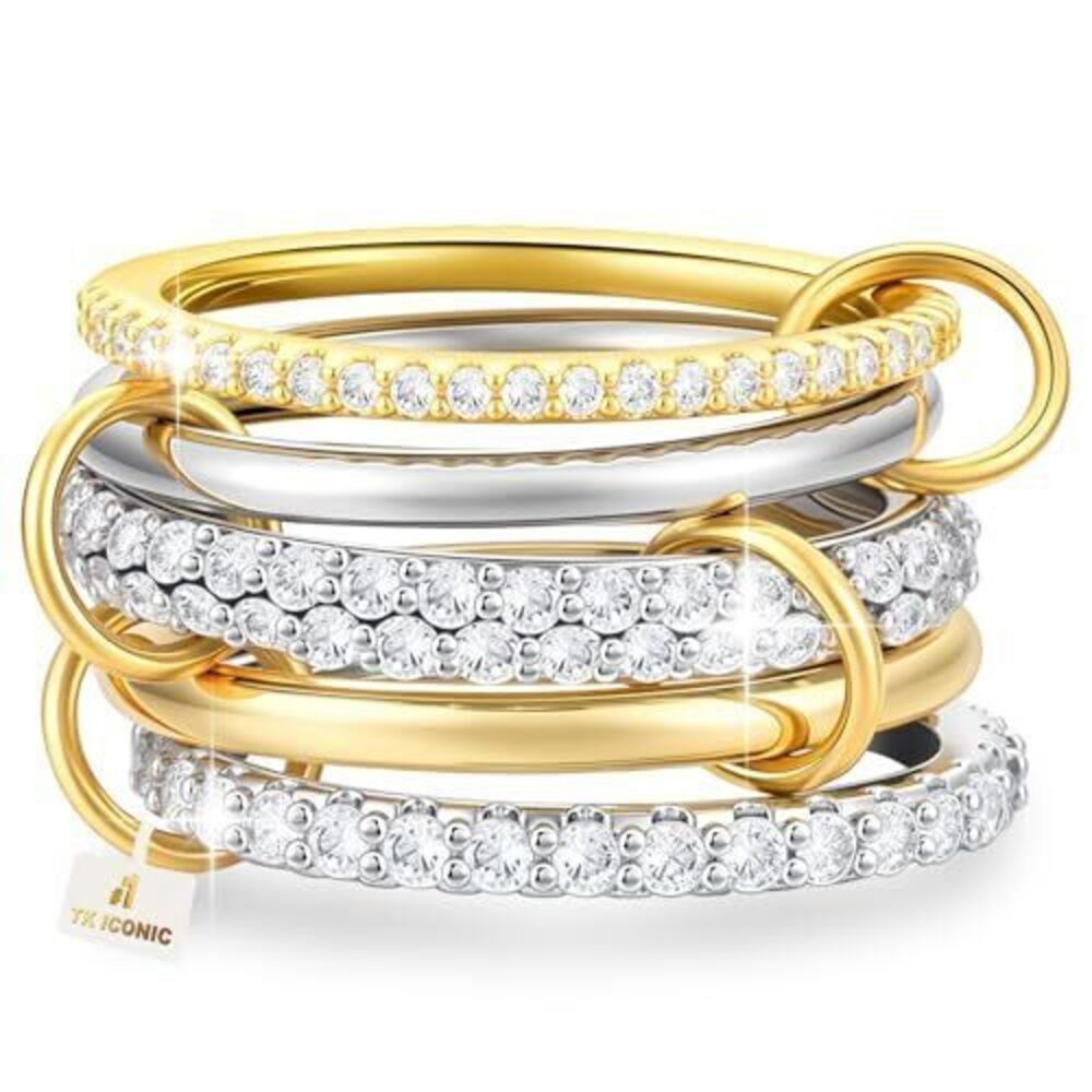 5976 18K Gold plated Stackable Rings Silver And Gold Stackable Ring Set